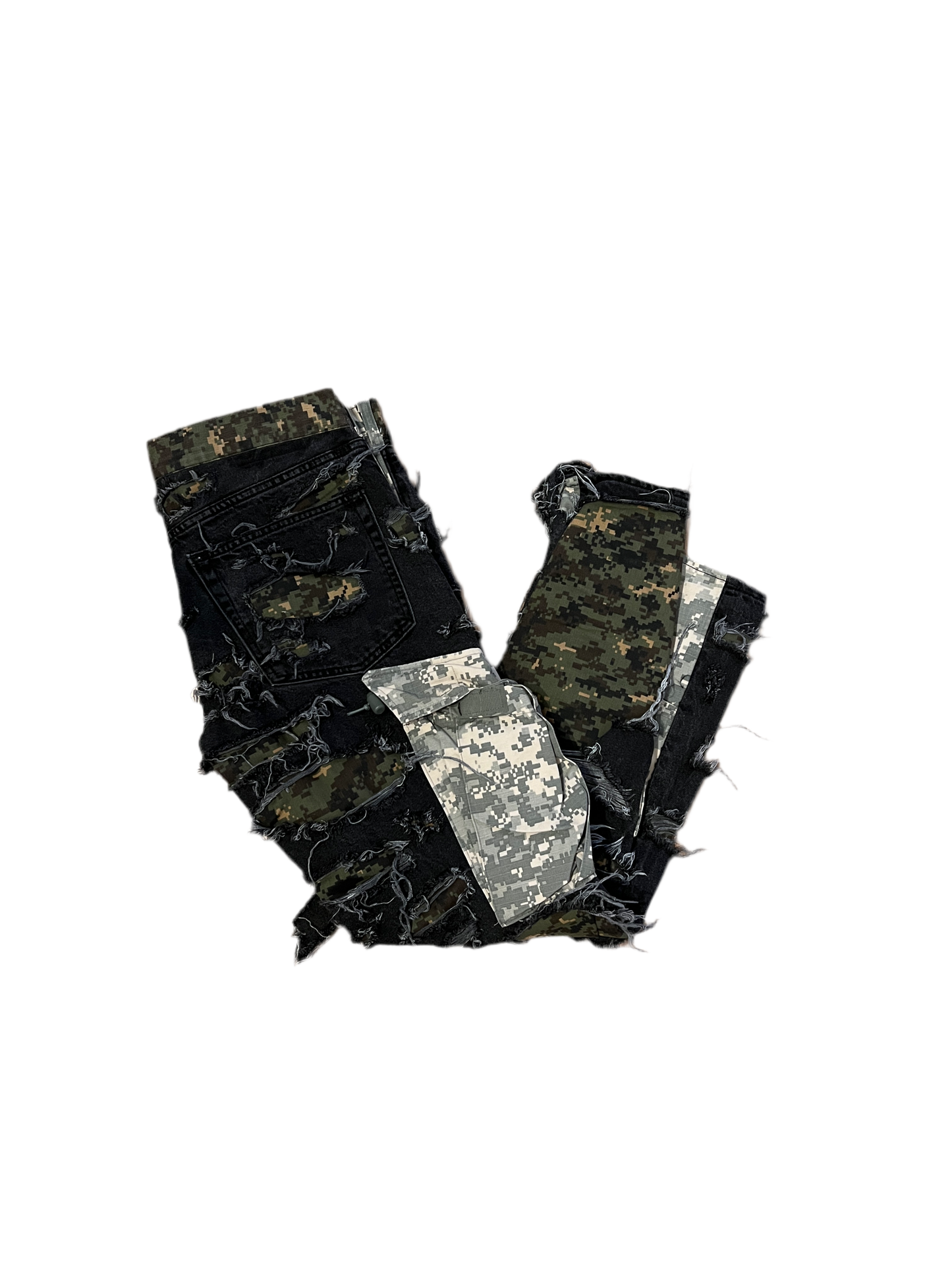 Camouflage Hybrid Distressed Cargo Pants