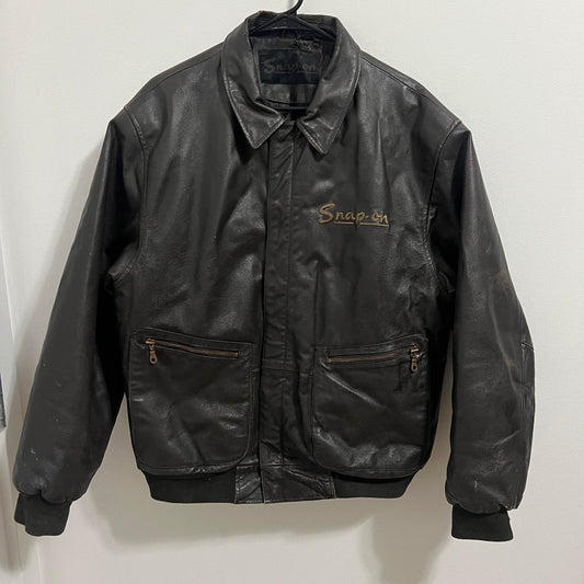 Vintage Snap-On Leather Jacket - Classic Brown