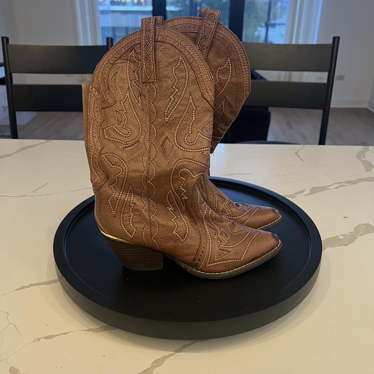 REBA Brown Leather Cowboy Boots