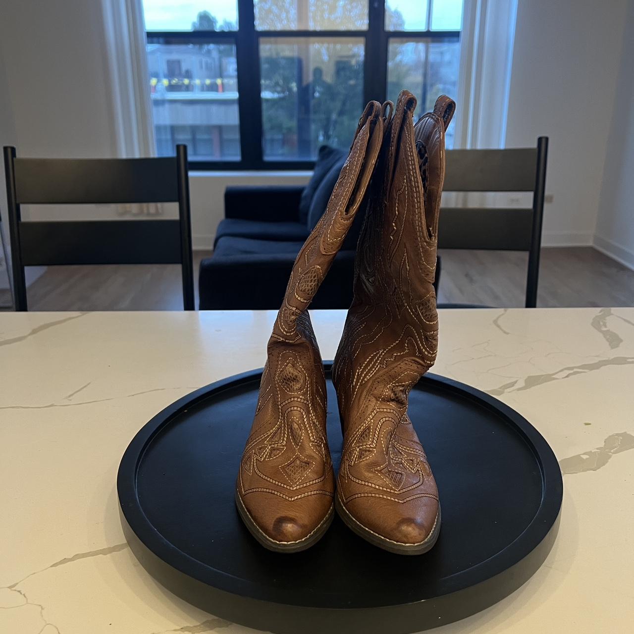 REBA Brown Leather Cowboy Boots