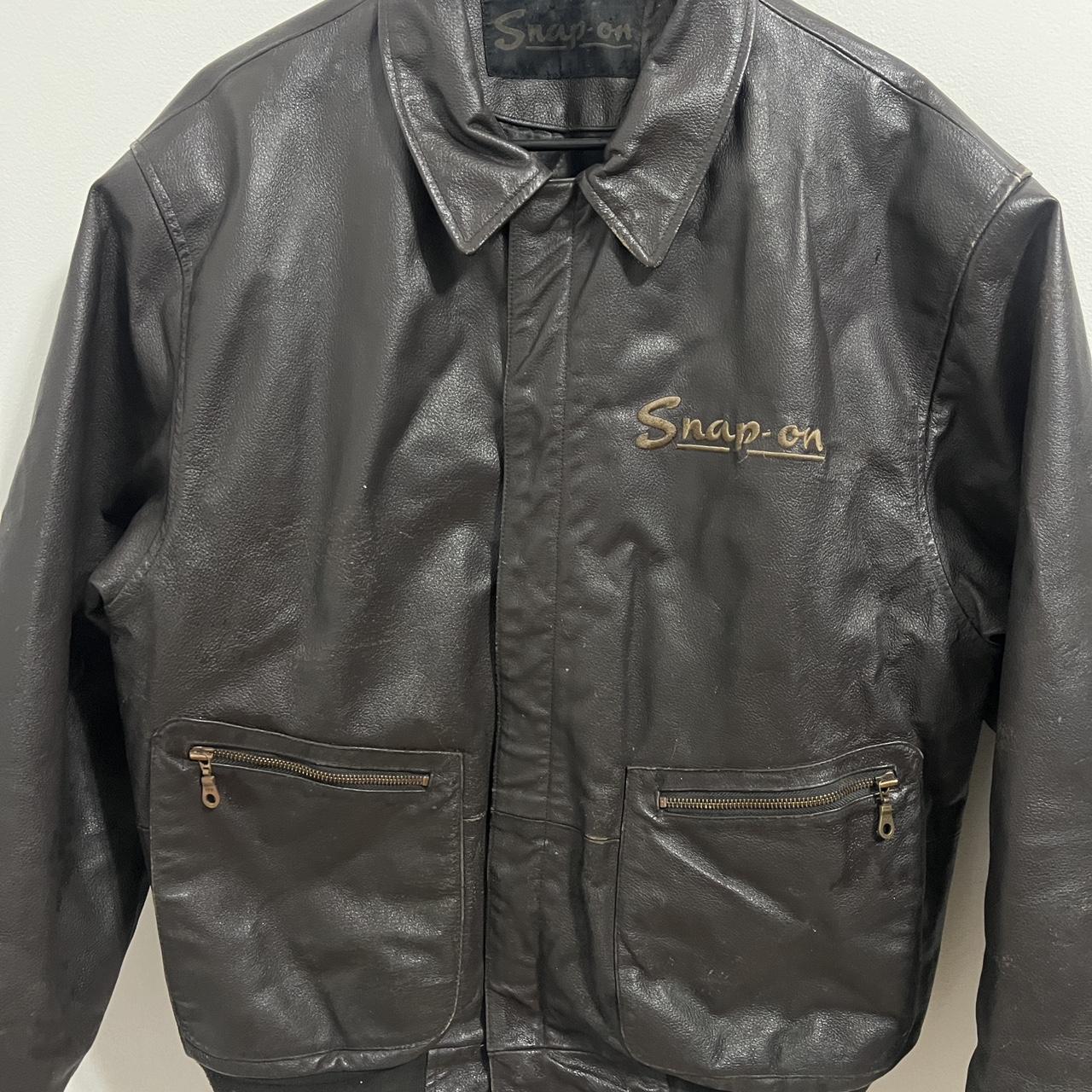 Vintage Snap-On Leather Jacket - Classic Brown